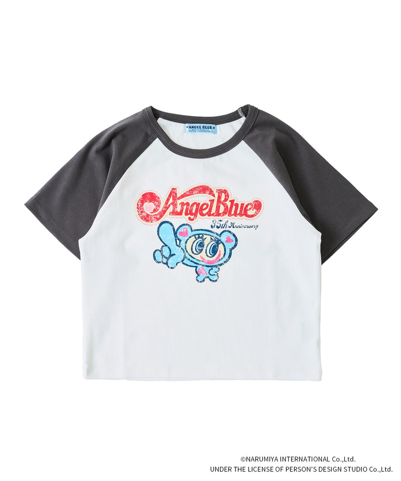 35周年ヴィンテージプリントラグランクロップドTシャツ