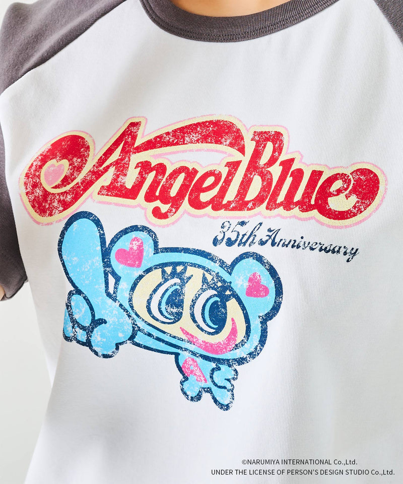 35周年ヴィンテージプリントラグランクロップドTシャツ