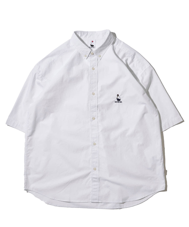 【ポイント20％還元】ワンポイント刺繍 ビッグシルエット 半袖 ボタンダウンシャツ