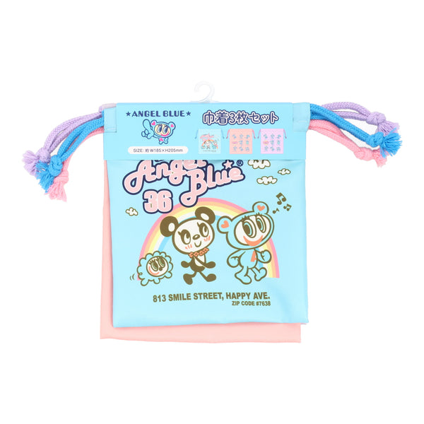【期間限定10％OFF】エンジェルブルー 巾着 ３枚組セット
