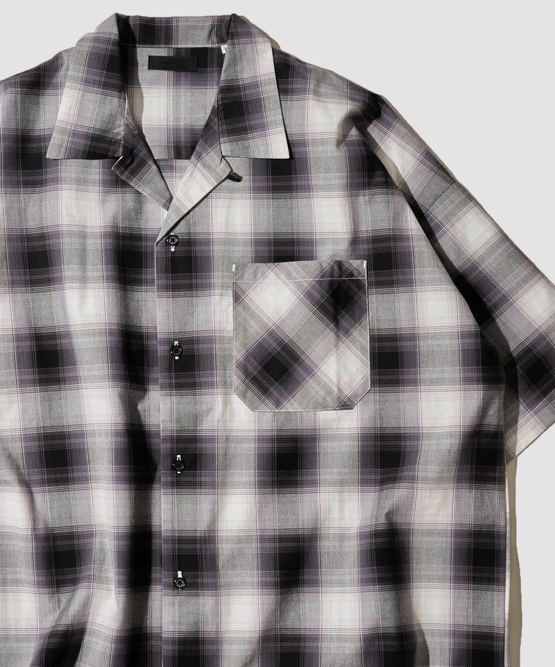 【ポイント20％還元】オンブレーチェックシャツ / オープンカラーシャツ