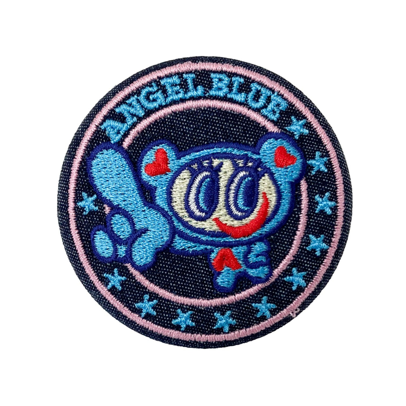 希少　エンジェルブルー　140　デニム　ニット　刺繍　平成レトロ　Y2K　レア